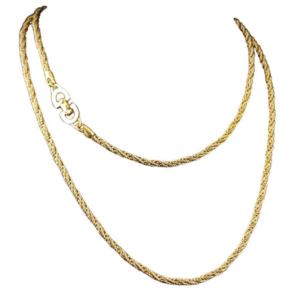 Vintage  Christian Dior gold-plated rope twist  necklace signature "CD" clasp - Picture 2 of 8